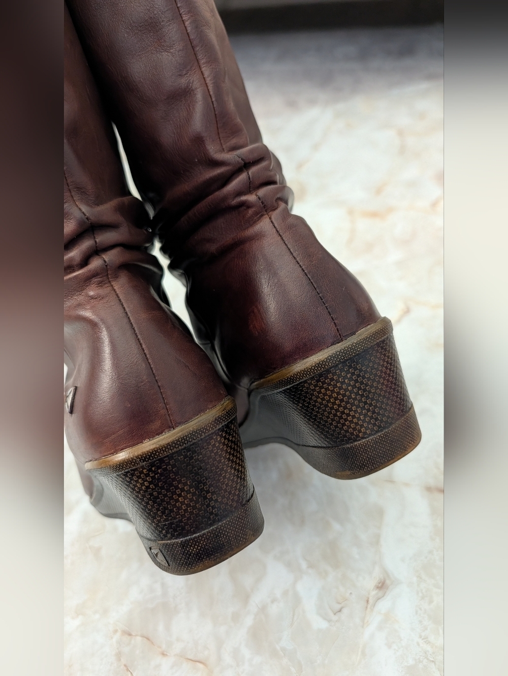 Keen Kate Slouch Women’s Brown Leather Mid Calf Wedge Boots Size US 9 - Picture 6 of 15
